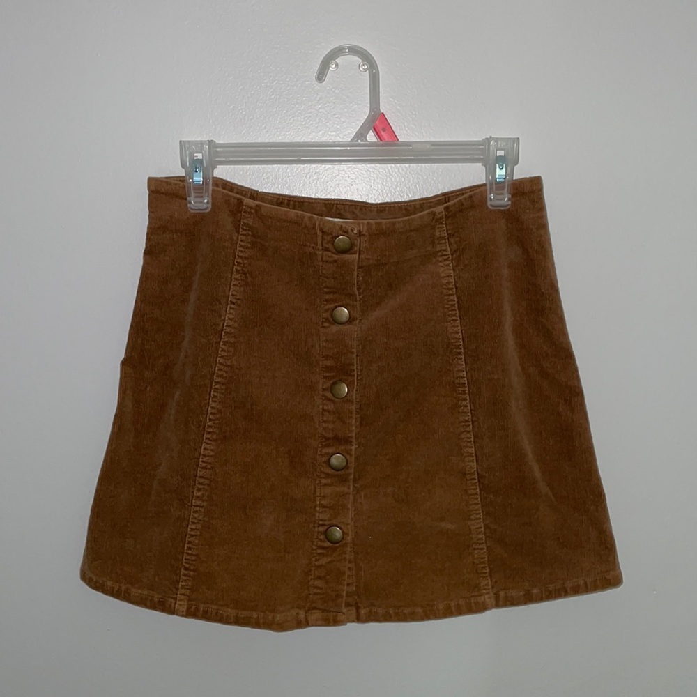 brown corduroy button skirt